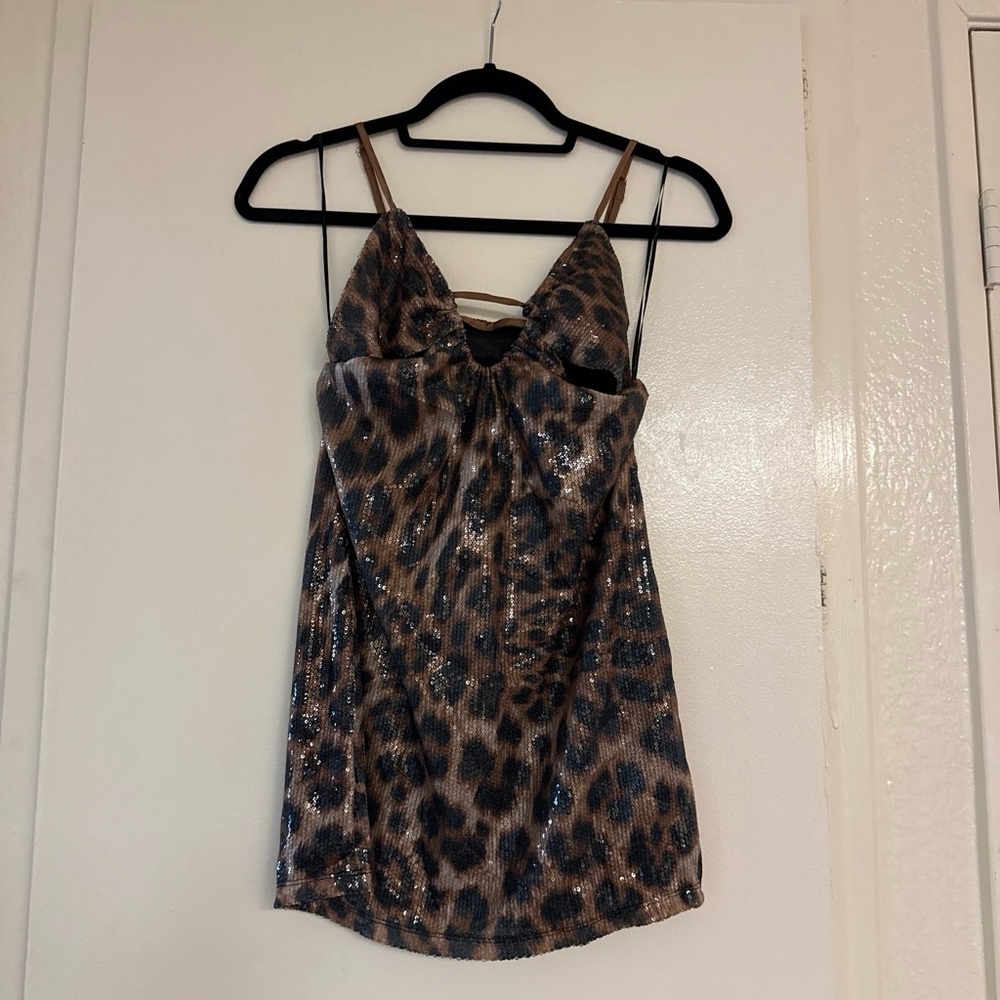 Urban Outfitters Brown Leopard Sequin Mini Dress